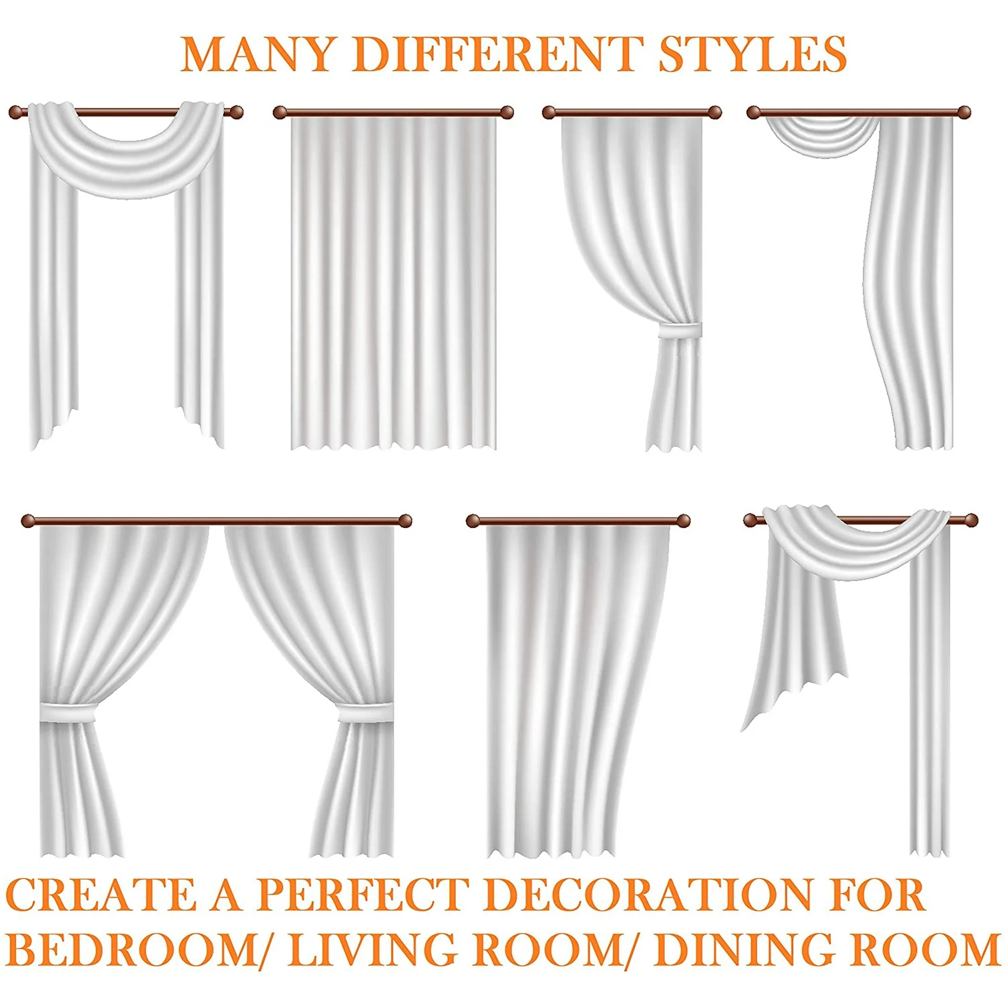 Luxury Scarf Sheer Curtains, Window Treatment Curtain Panels with Rod Pocket for Kitchen, Bedroom and Living Room (55 x 216-inches Long), Orange - Image 2