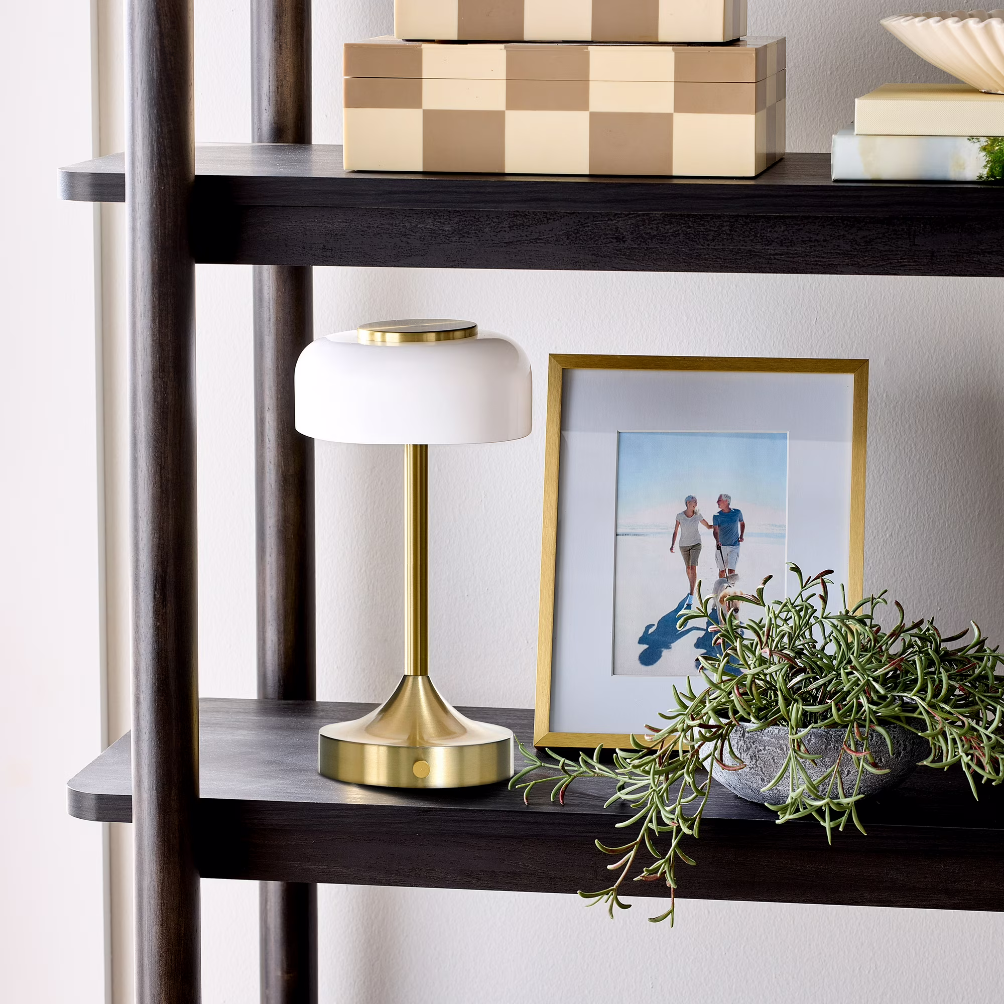 Better Homes & Gardens Portable Milk Glass Table Lamp, Rechargeable