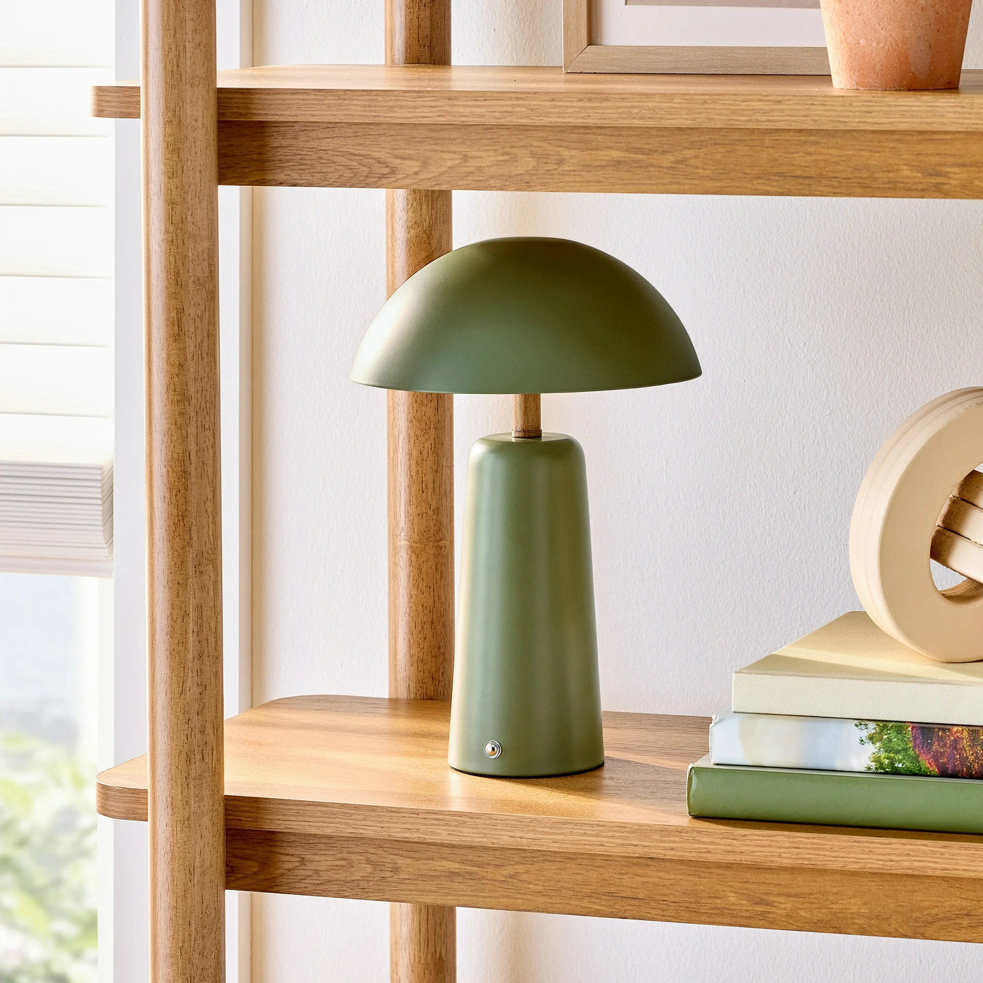 Better Homes & Gardens 12" Green Dome Rechargeable LED Portable Lamp with Dimmable Touch Sensor - Image 2