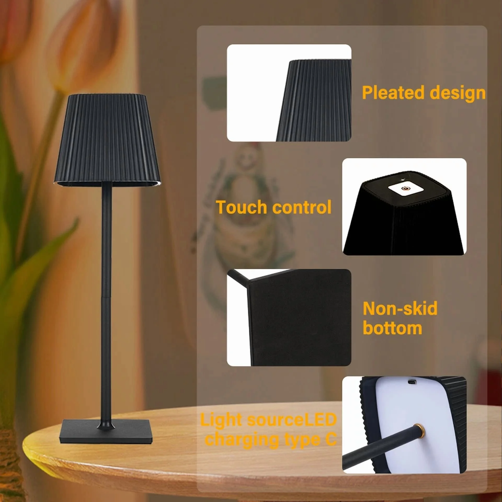 Cordless Table Lamp Portable Battery Powered Led Desk Lamps Usb Rechargeable - Image 4