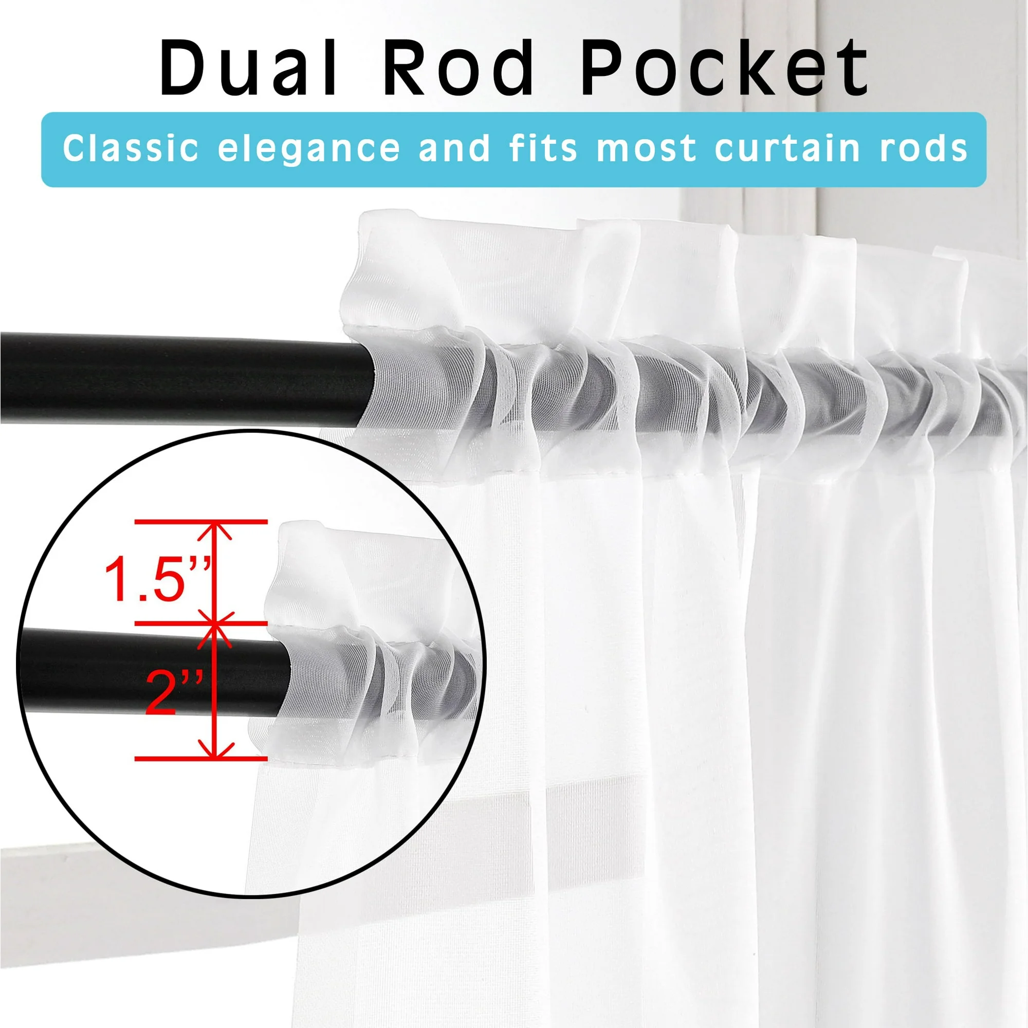 OVZME White Sheer Curtains 84 inch Length 2 Panels Set, Semi Transparent Voile Rod Pocket Sheer Window Drapes for Bedroom Living Room Dining Wedding Party Backdrop, 42W x 84L inch - Image 4