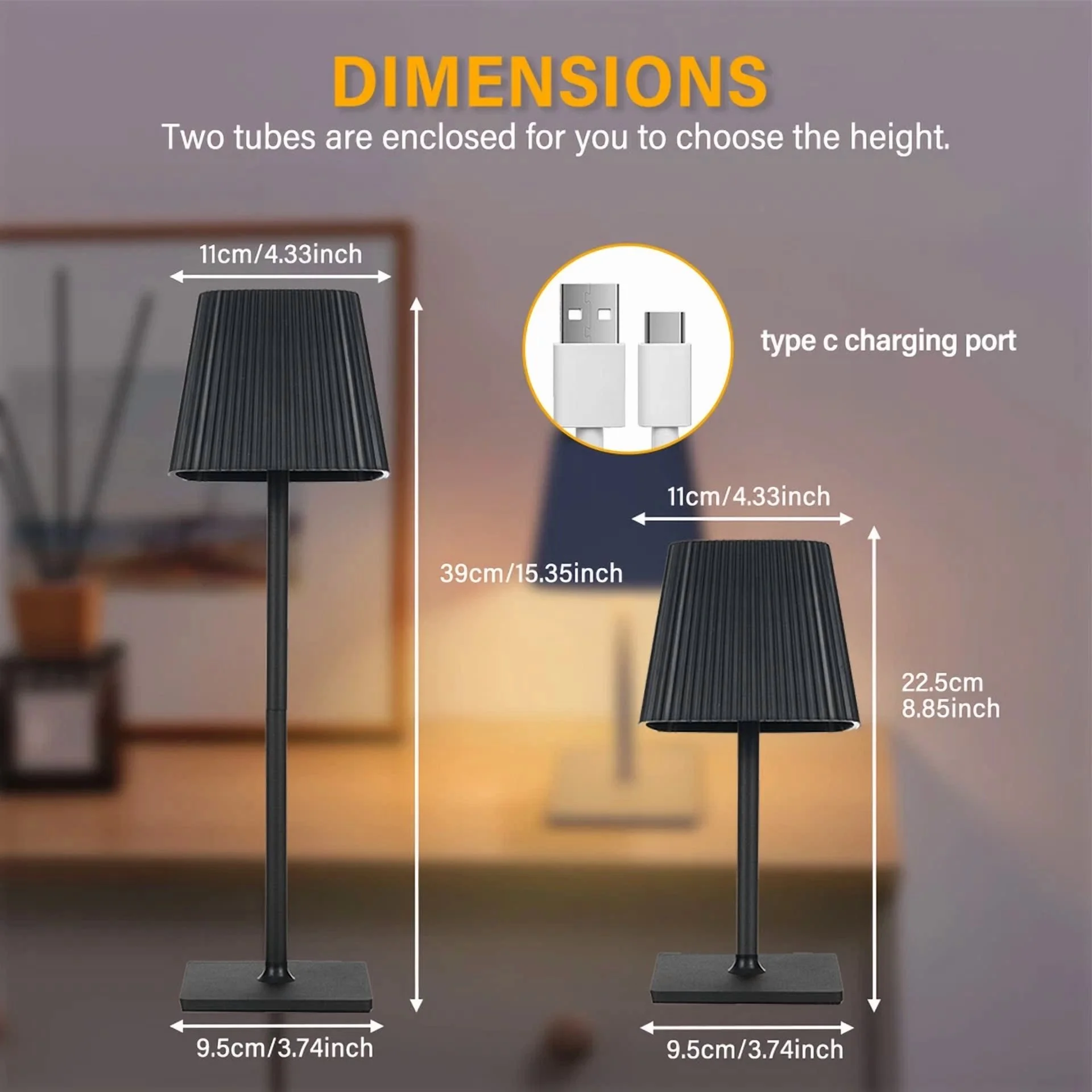 Cordless Table Lamp Portable Battery Powered Led Desk Lamps Usb Rechargeable - Image 5
