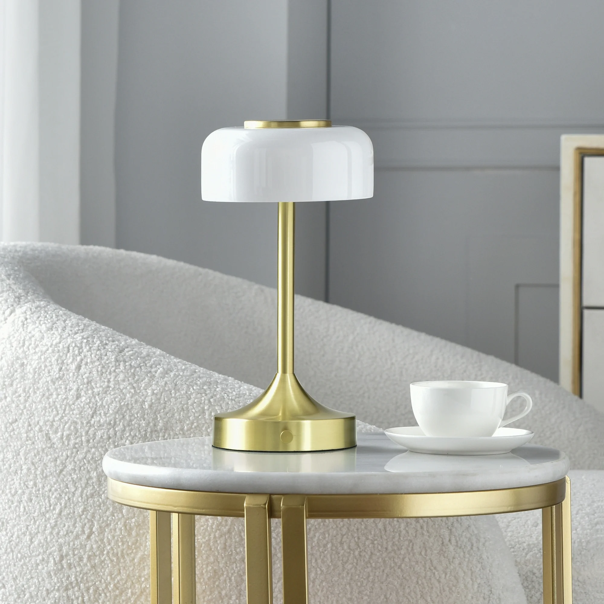 Better Homes & Gardens Portable Milk Glass Table Lamp, Rechargeable - Image 3