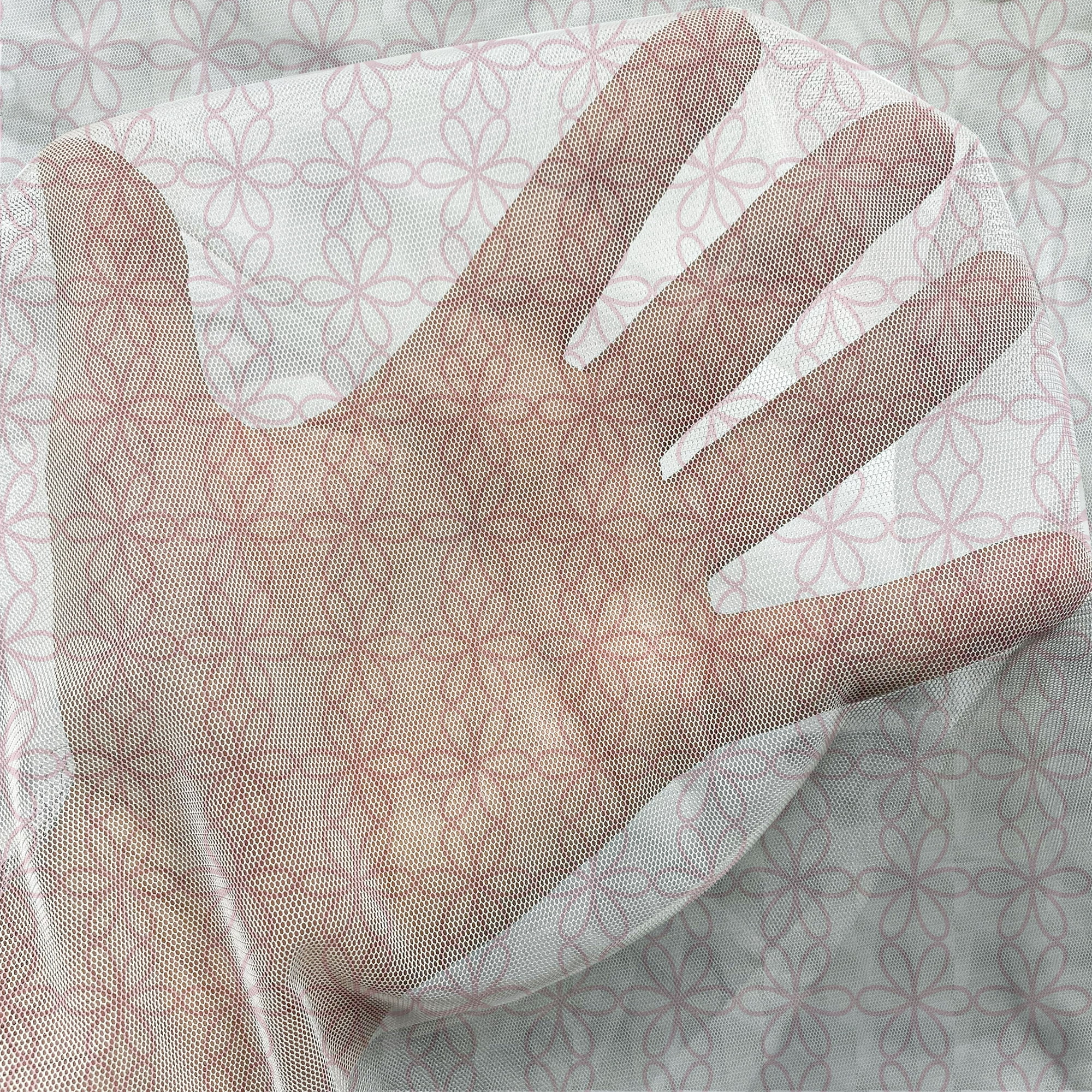 Floral Tulle Curtains with Rod Pocket, Contiguous Orderly Flower Pattern Symmetrical Spring Nature Art Print, Sheer Drape for Wedding Party 2 Panels, 7 Sizes, Pale Pink and White, by Ambesonne - Image 3